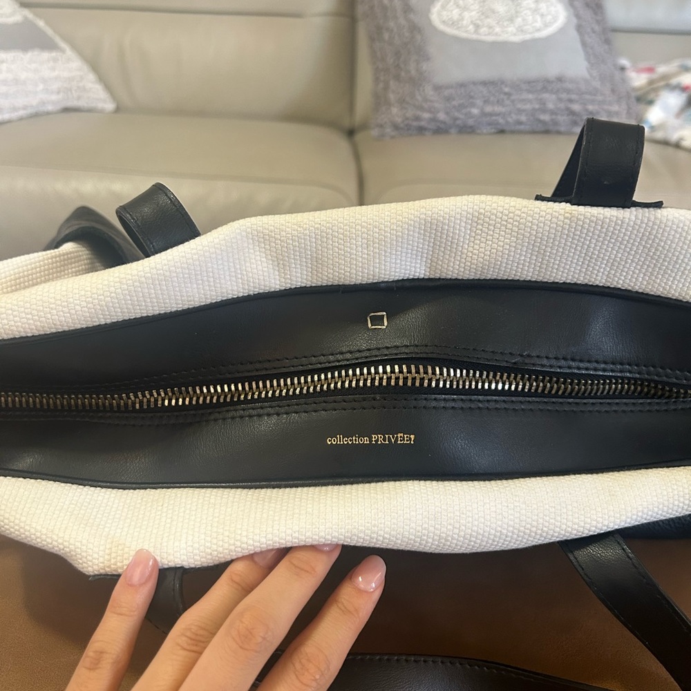 Collection by privēe black and white shoulder bag